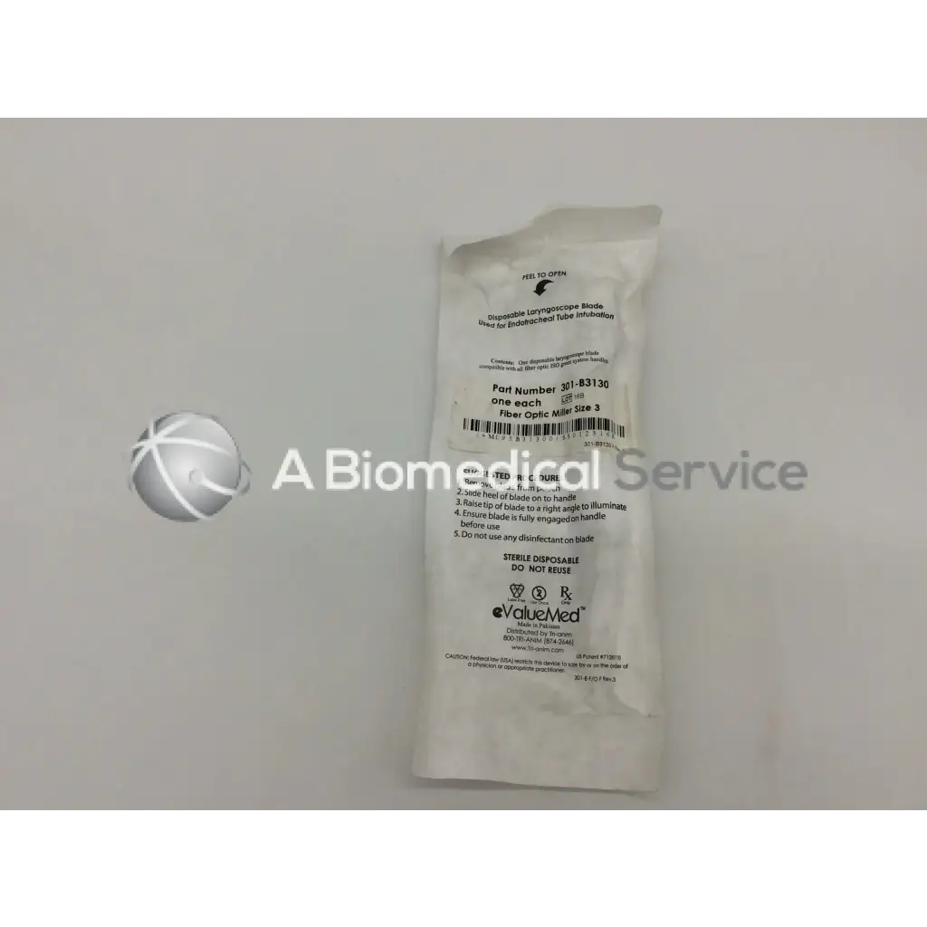 ValueMed Miller #3 Disposable Laryngoscope Blade 301-B3130