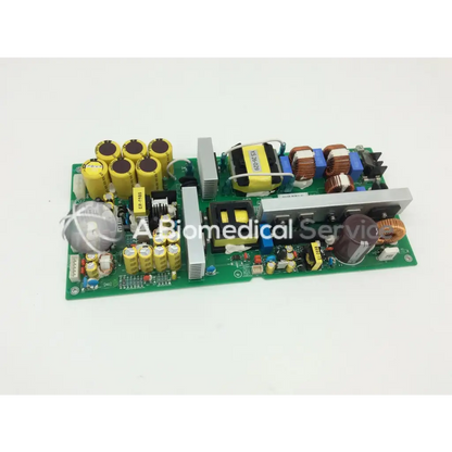 Close-up of vatech panoramic dental x-ray model vt-pwr-004 circuit board with yellow capacitors and silver heat sinks