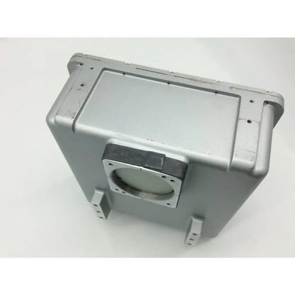 Silver metallic rectangular enclosure with circular port and mounting flanges of vatech x-ray generator hdg-07b10t2