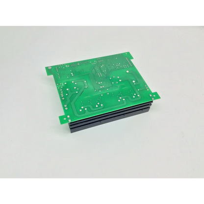 Green printed circuit board with silver solder points and black heat sink fins of vatech inv-10 hd01 b1529-12b humanray