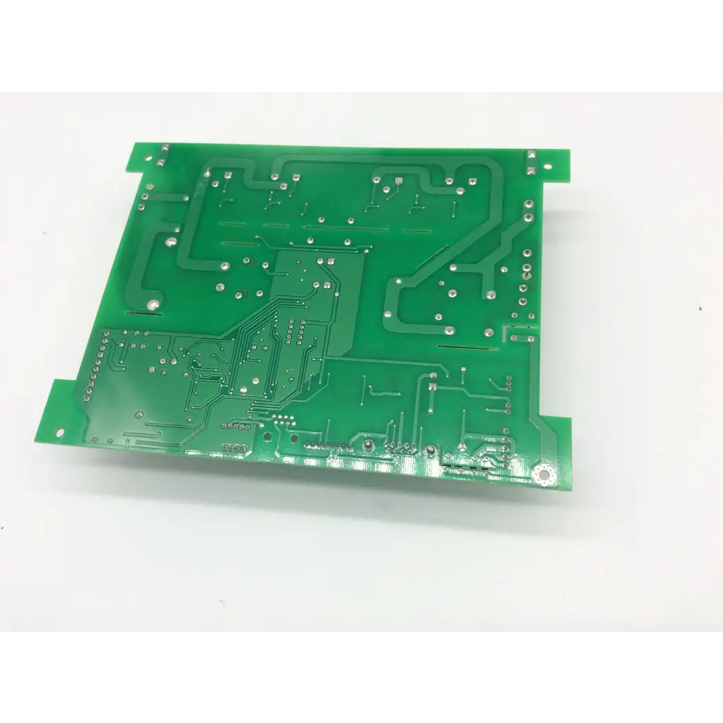 Green rectangular printed circuit board with silver solder pads and copper traces for inv-10 hd01 b1529-12b humanray