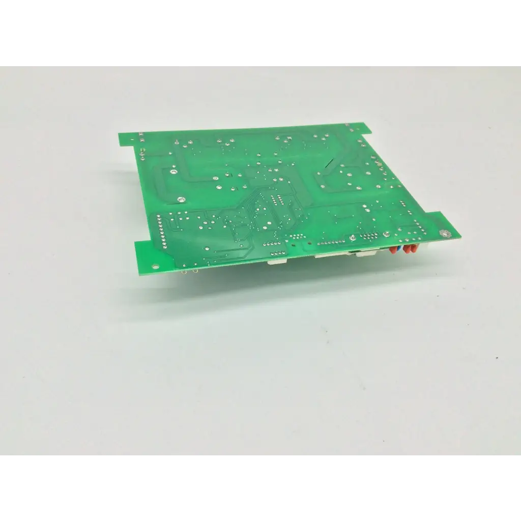 Green rectangular printed circuit board with silver solder points and red connectors for inv-10 hd01 b1529-12b humanray