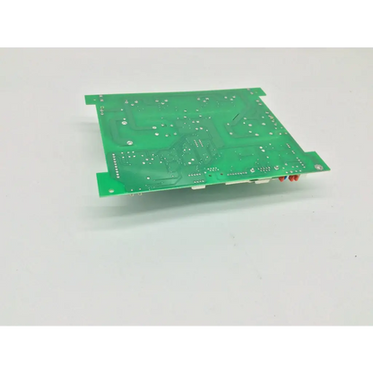 Green rectangular printed circuit board with silver solder points and red connectors for inv-10 hd01 b1529-12b humanray