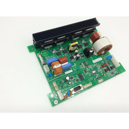 Green printed circuit board with black heat sink orange and blue capacitors and coil inductor for inv-10 hd01 b1529-12b humanray