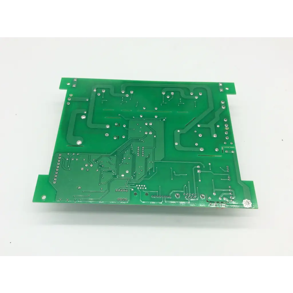 Green rectangular printed circuit board with silver solder pads and copper traces for inv-10 hd01 b1529-12b humanray