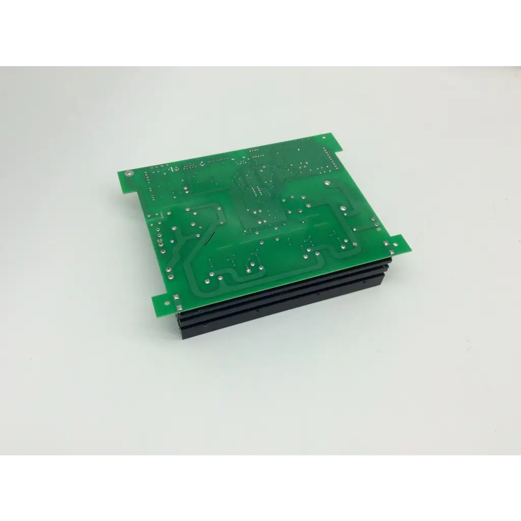 Green printed circuit board with silver solder joints and black heat sink fins on vatech inv-10 hd01 b1529-12b humanray