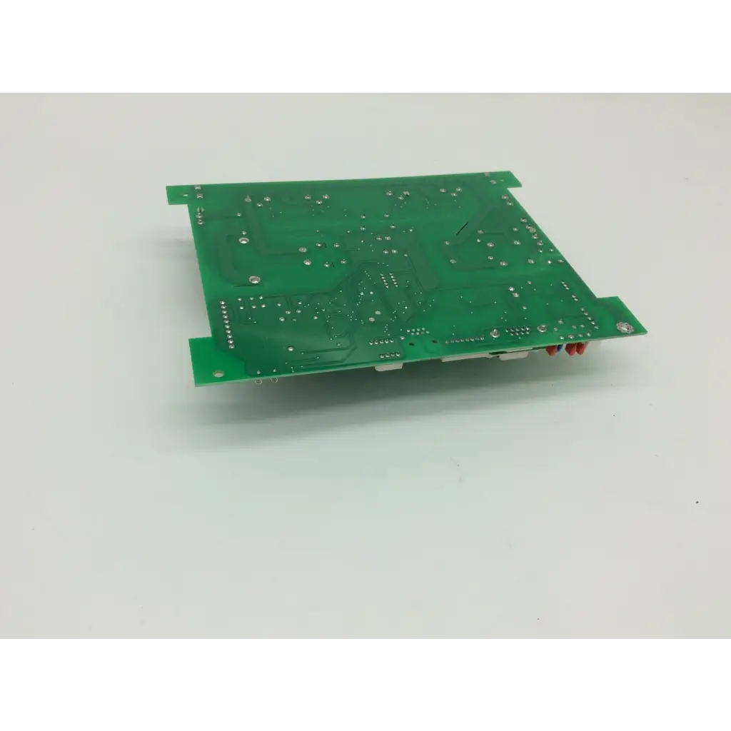 Green rectangular printed circuit board with silver solder points and red connectors for inv-10 hd01 b1529-12b humanray