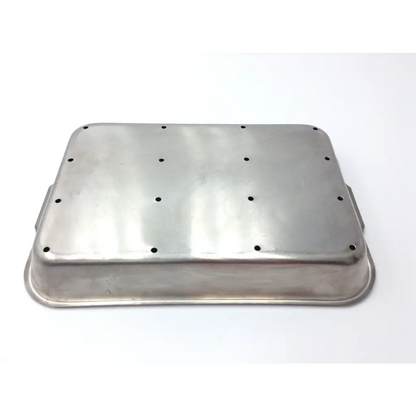 Rectangular vollrath instrument tray with holes 8.5x5x2 stainless steel with handles and black circular indentations