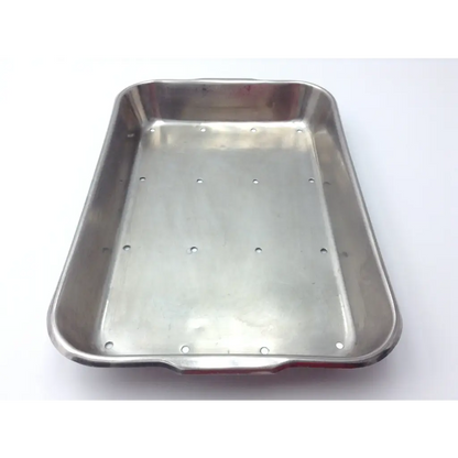 Rectangular vollrath instrument tray 8.5x5x2 stainless steel with perforations and handles for roasting use