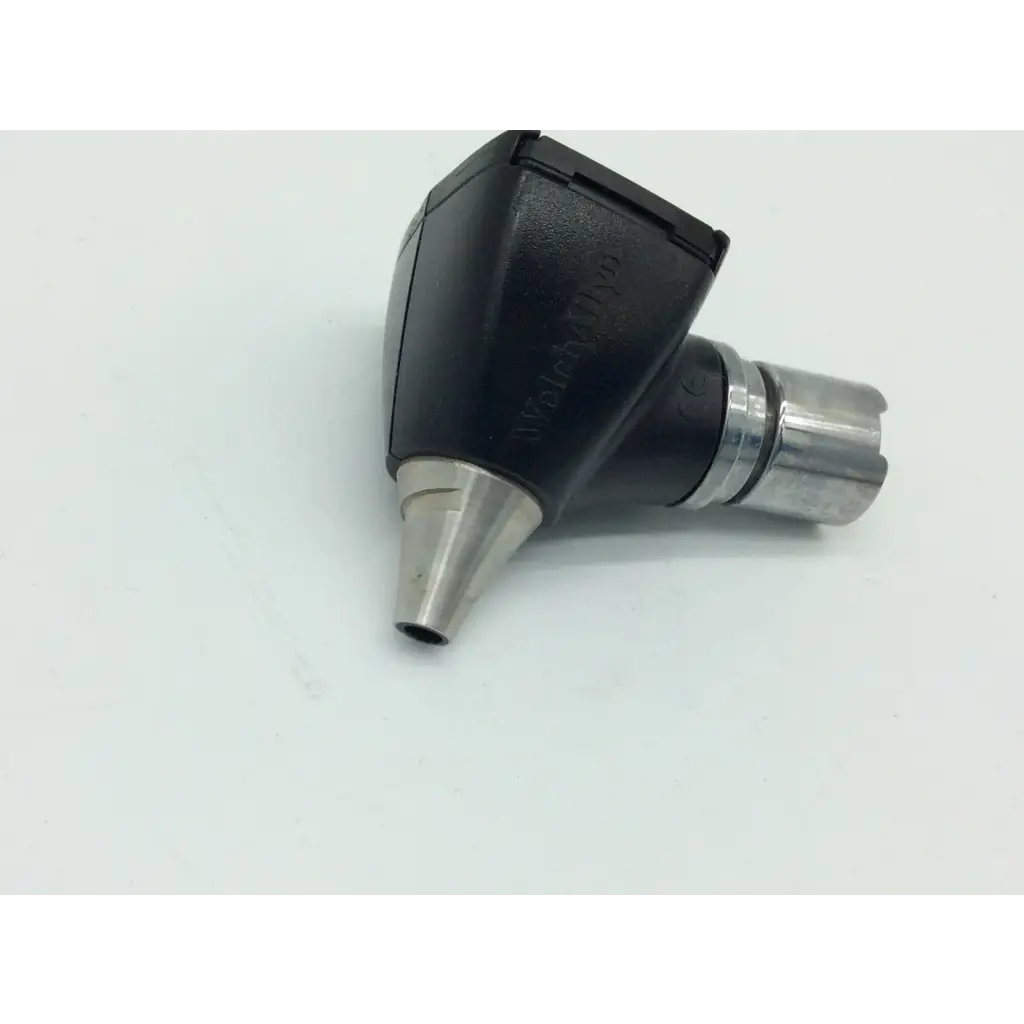Welch Allyn 25026 diagnostic otoscope head in black and silver with textured grip and metallic tip for medical use