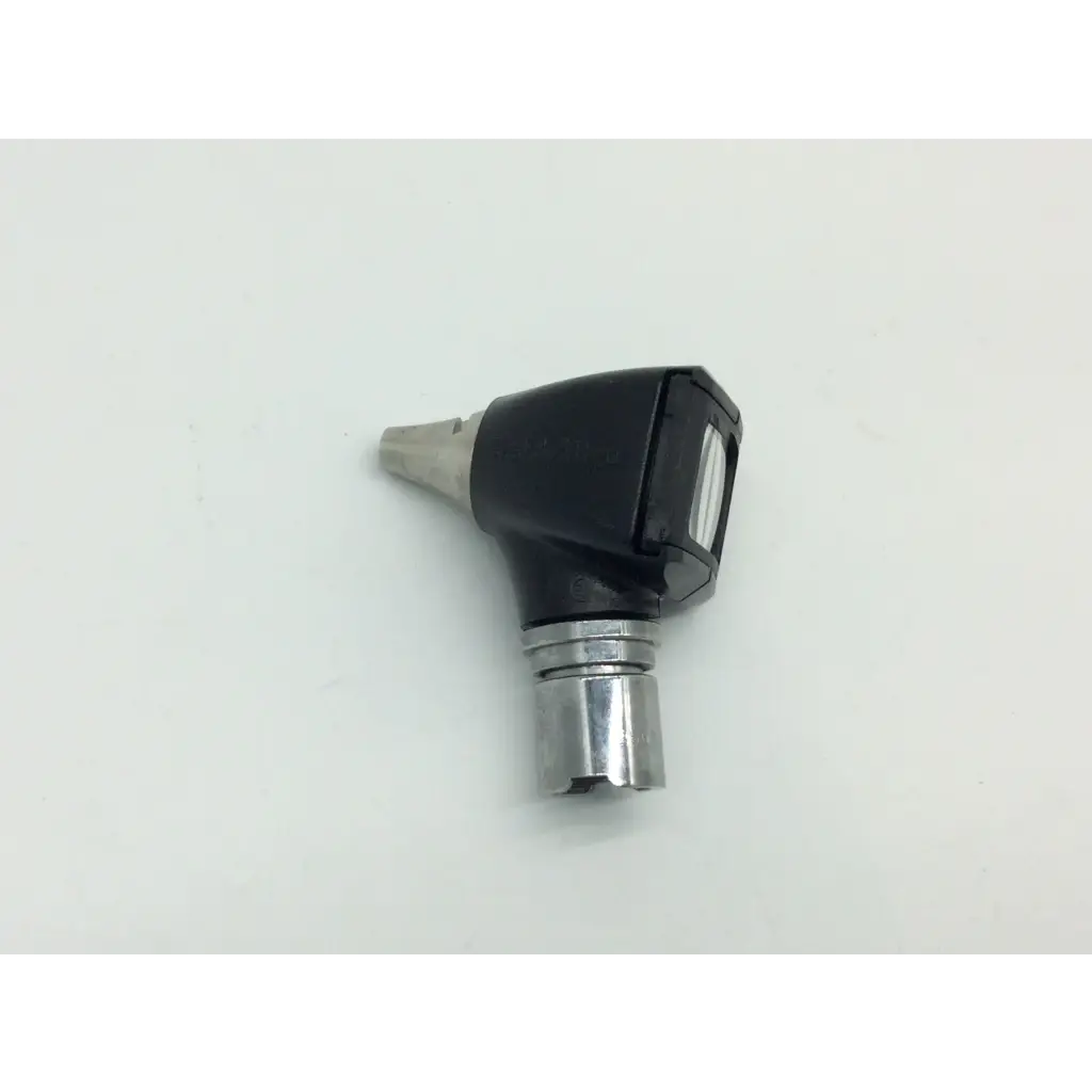 Welch Allyn 25026 diagnostic otoscope head in black plastic with metallic silver tip and connector for medical use