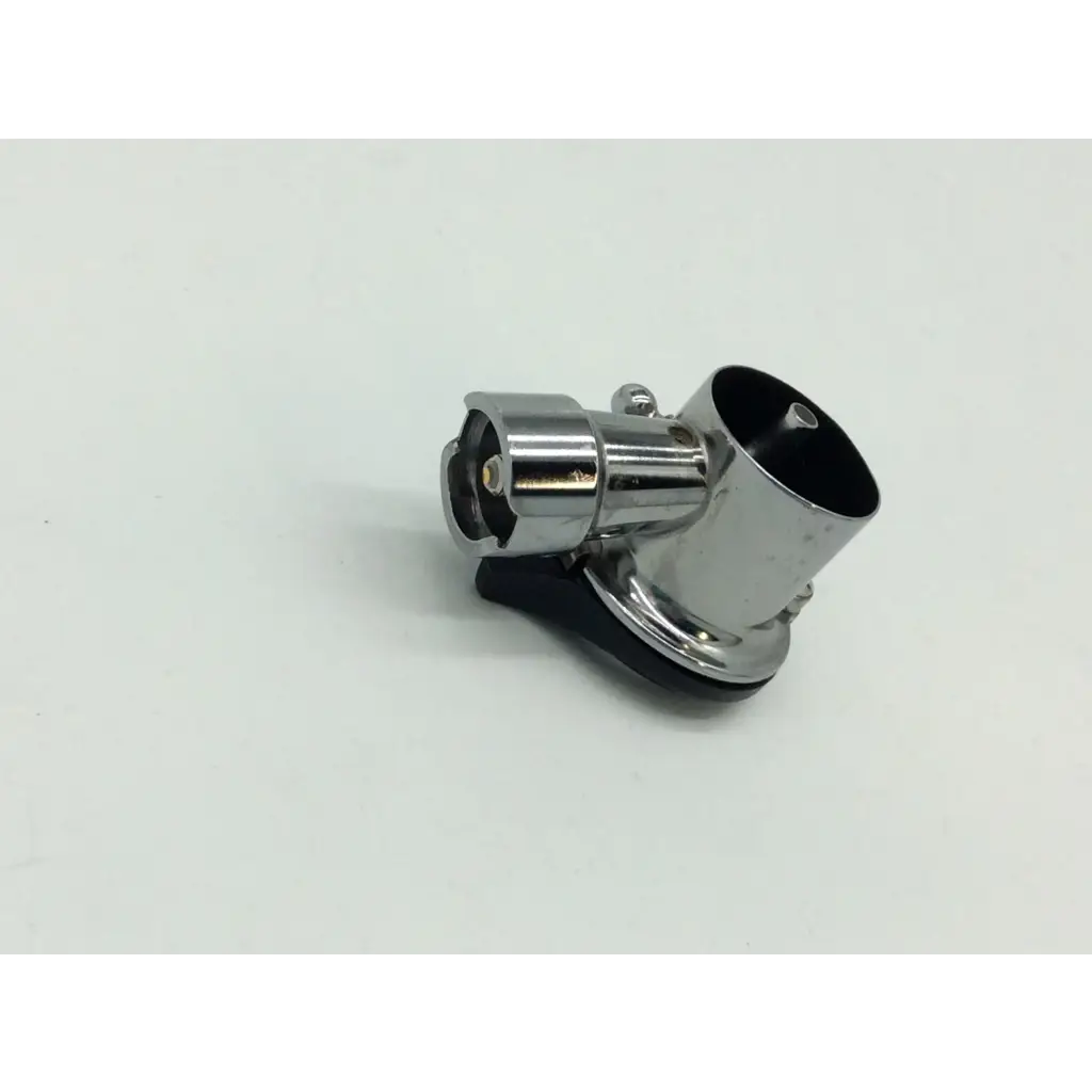 Chrome finished metal pipe connector with black rubber gasket and threaded ends for welch allyn hillrom hal pneumatic otoscope