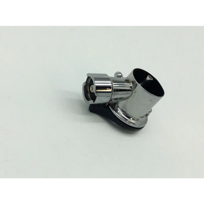 Chrome finished metal pipe connector with black rubber gasket and threaded ends for welch allyn hillrom hal pneumatic otoscope