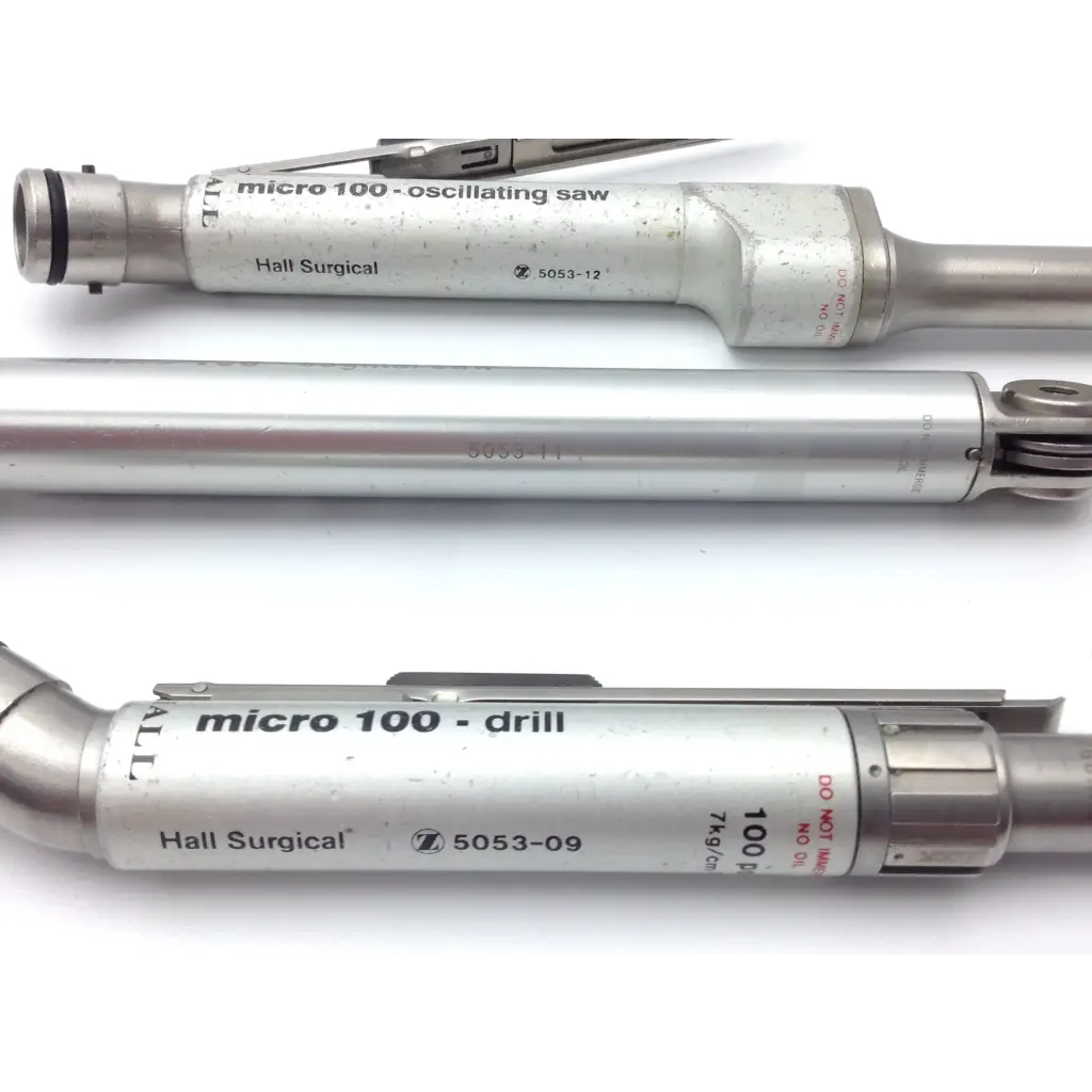 Zimmer hall surgical micro 100 set with silver oscillating saw and drill tools engraved in metal with 5052-12 case