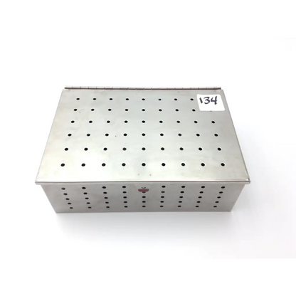 Stainless steel rectangular storage box with perforations for zimmer hall surgical wire driver 100 5053-13 and hand pieces
